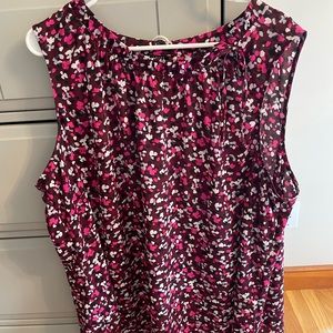 Womens 3x Talbots sleeveless blouse with multiple shades of pink, white and gray
